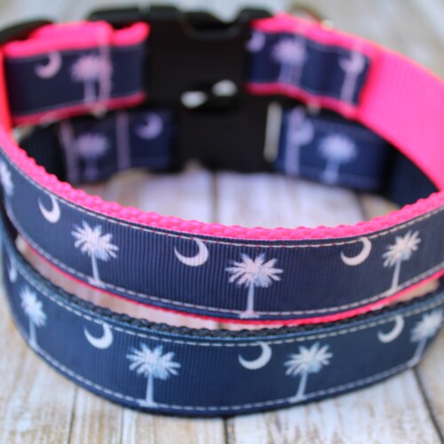 Palmetto and Crescent Moon Dog Collar South Carolina Dog Etsy