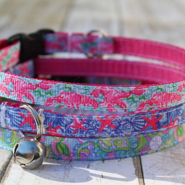 Nautical Cat Collar - Designer Inspired Cat Collars - XS Dog Collars - Floral Cat Collar - XS Dog Harness - Star Fish Cat Collar