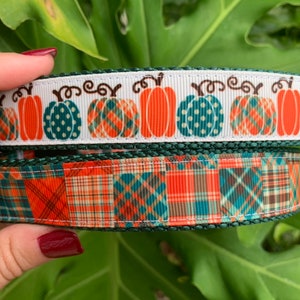 Pumpkins and Plaid Dog Collars