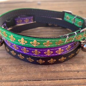 Fleur De Lis Purple And Gold Dog Collar Fleur De Lis Cat Collar