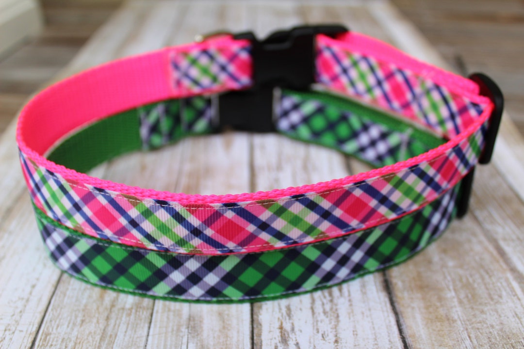 Plaid Dog Collar Argyle Print Dog Collar Hot Pink Plaid Dog Collar