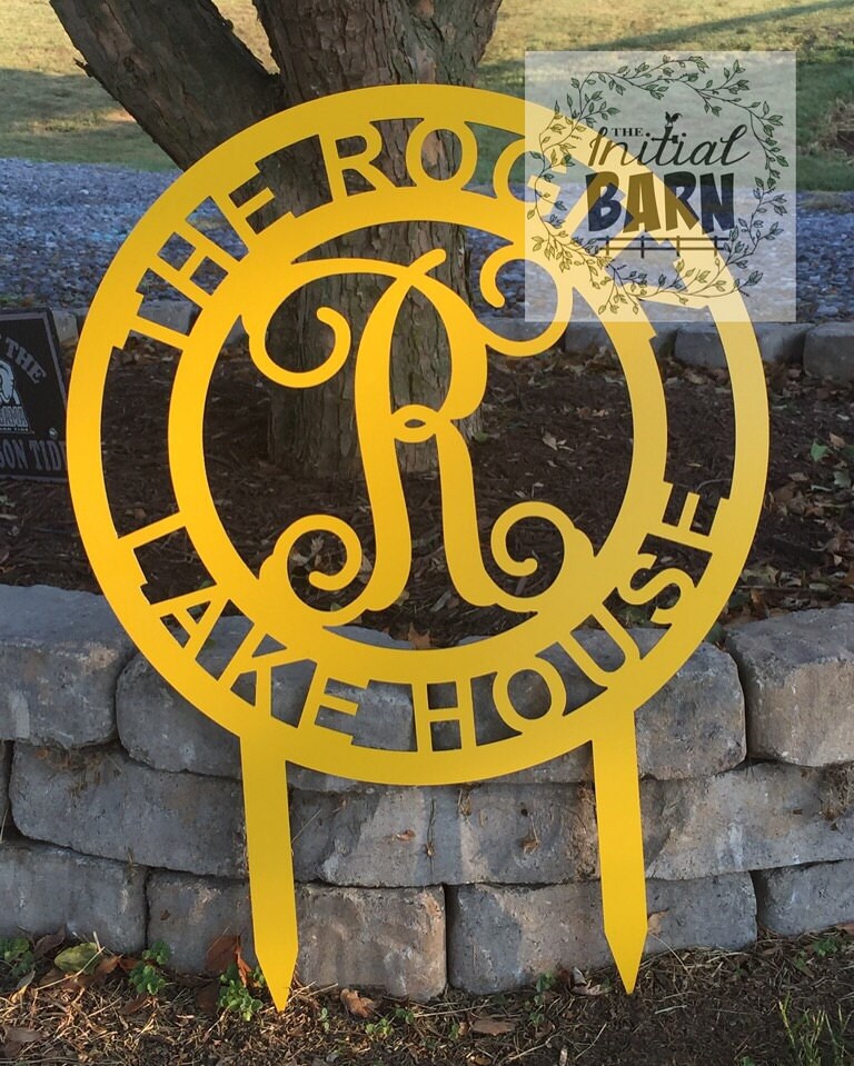 Metal Monogram Garden Ornament Etsy