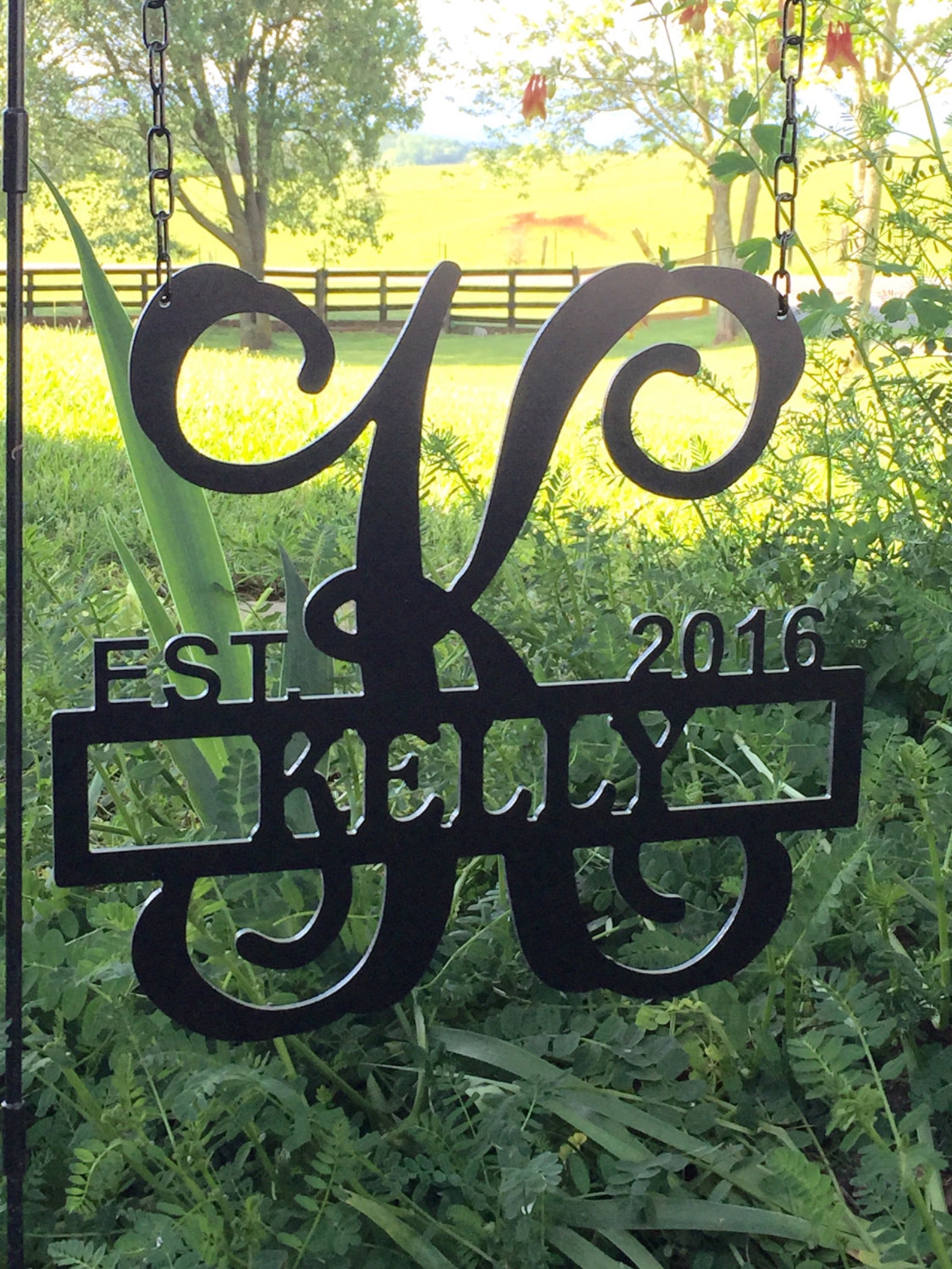 Metal Monogram Garden Flag WITHOUT Garden Pole | Etsy