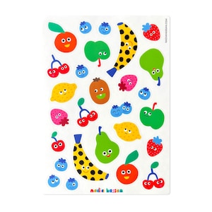 Feuille d'autocollants drôles de fruits