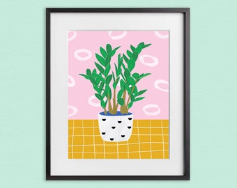 ZZ Plant Illustrated Houseplant Art Print