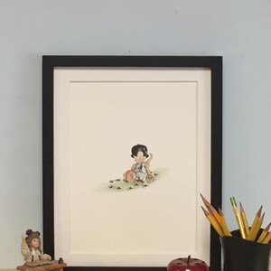 Little Sherlock Holmes, tinta original sobre papel de acuarela de 9x12 140 lb