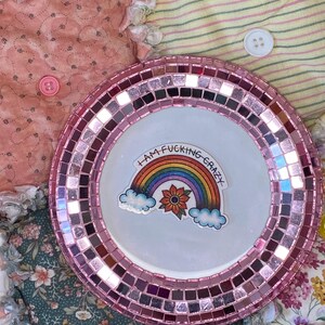 Verrückter Regenbogen Holographischer Aufkleber Traditioneller amerikanischer Blumen-Aufkleber Bunte Wolken, Geschenk für einen alternativen Freund