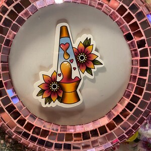 Sticker lavalamp roze en oranje groovy sticker Geweldig cadeau voor een vriend(in)