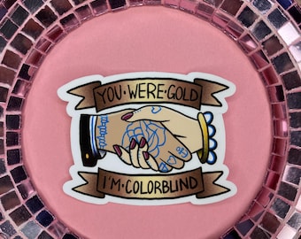 Bewegingen Kleurenblind Sticker Songtekst Citaat Decal Handdruk Tattoo Klap Cadeau voor alternatieve vriend Midwest Emo Muziekliefhebber