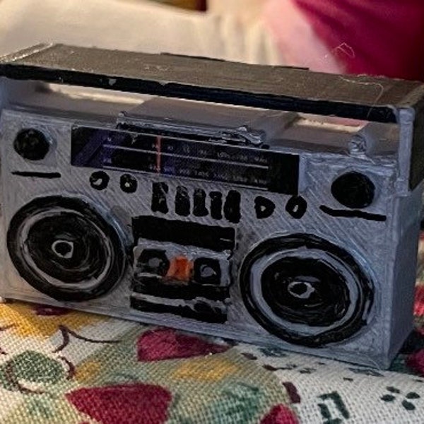 1:12th Dolls House Miniature Boom Box Cassette Player Radio Stereo Vintage 80’s Toy Model