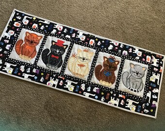 Quilted Table Runner with Cats