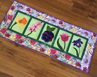 Spring Flowers Quilted Table Runner