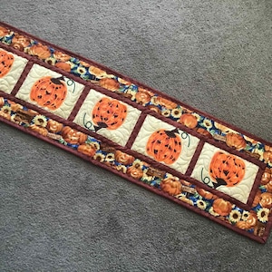 Fall Quilted Table Runner with Pumpkins