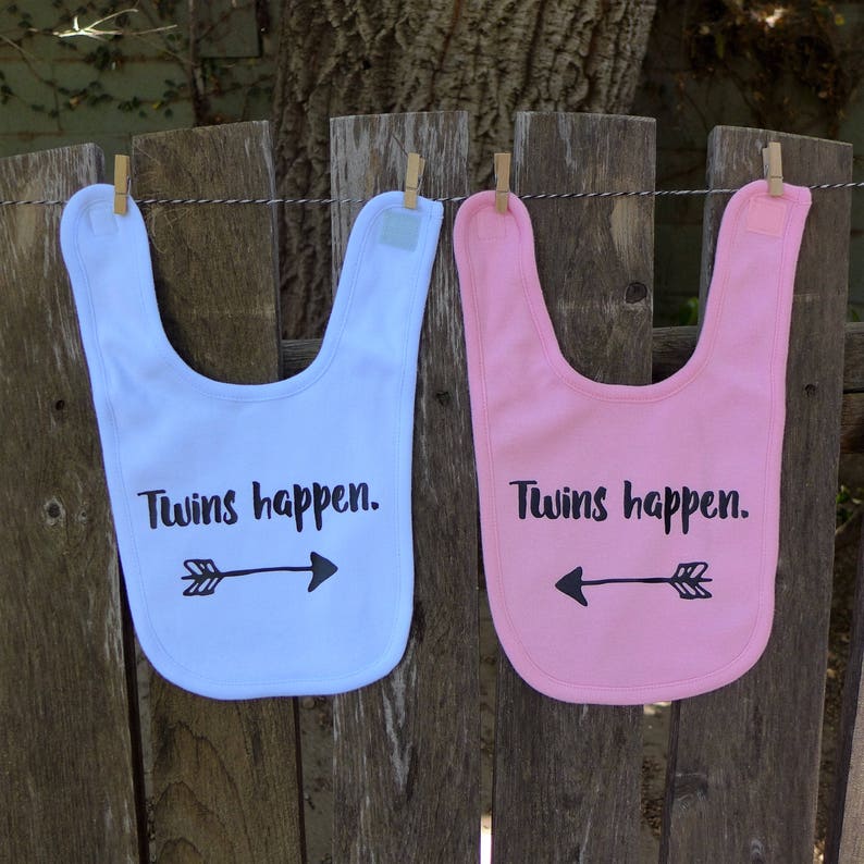 2 matching bibs for twins in pink or blue. Fun twin baby gift Etsy