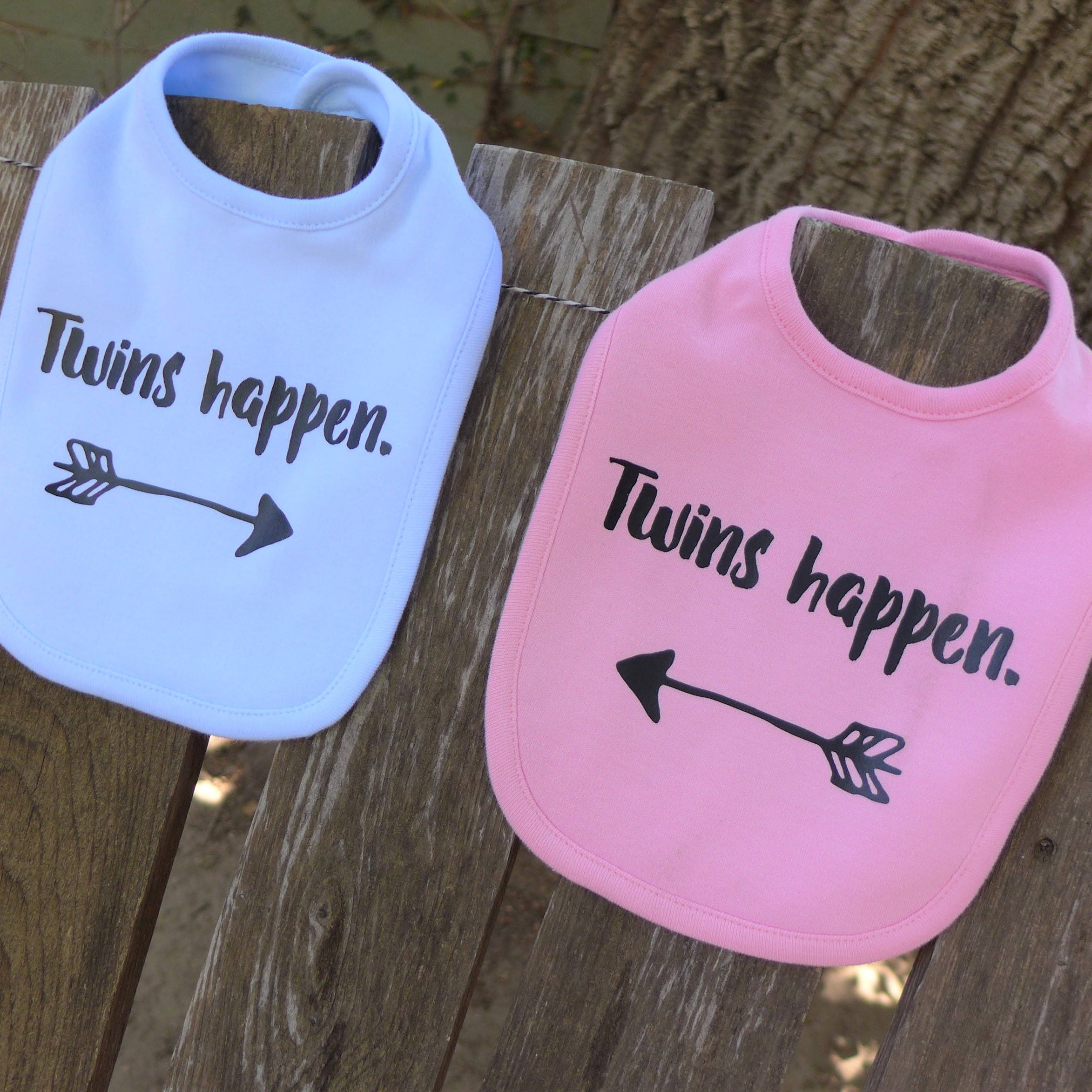 2 matching bibs for twins in pink or blue. Fun twin baby gift Etsy