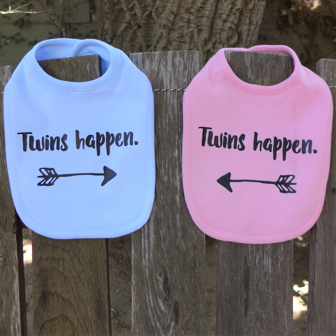 2 matching bibs for twins in pink or blue. Fun twin baby gift Etsy