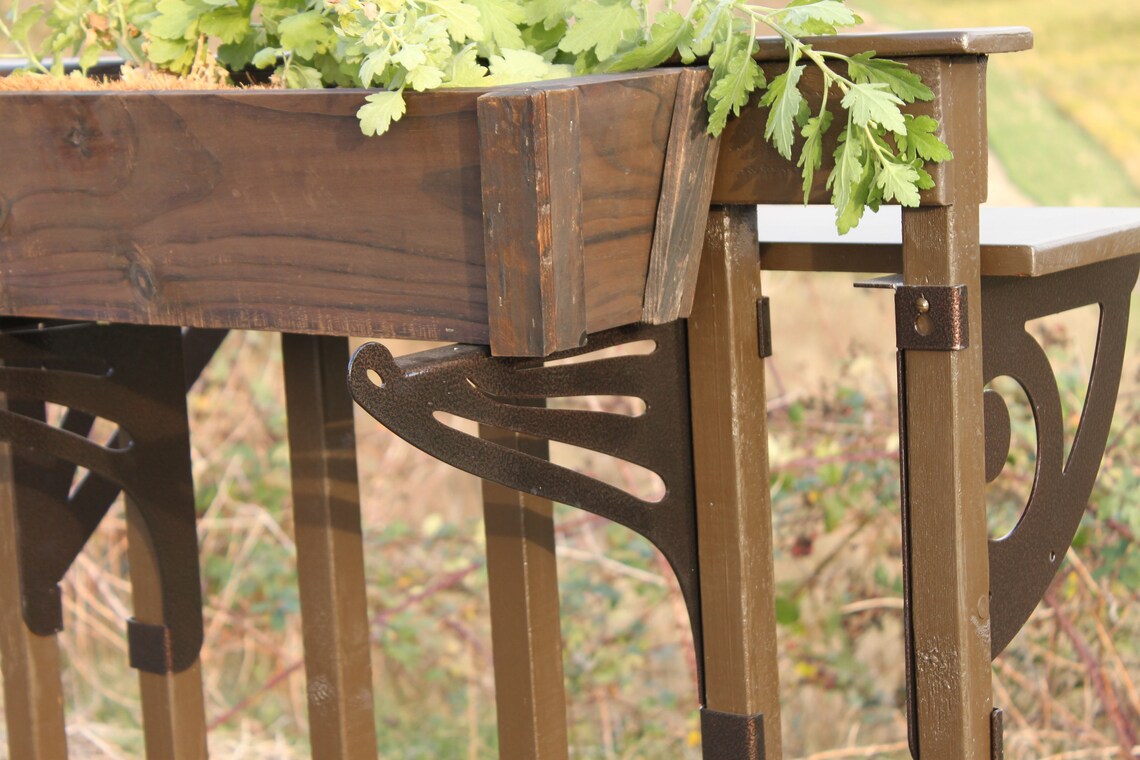 Kulshan DIY Balcony Railing Planter Box Bracket Set for