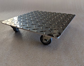 Aluminum Square Rolling Plant Caddy with Locking Caster