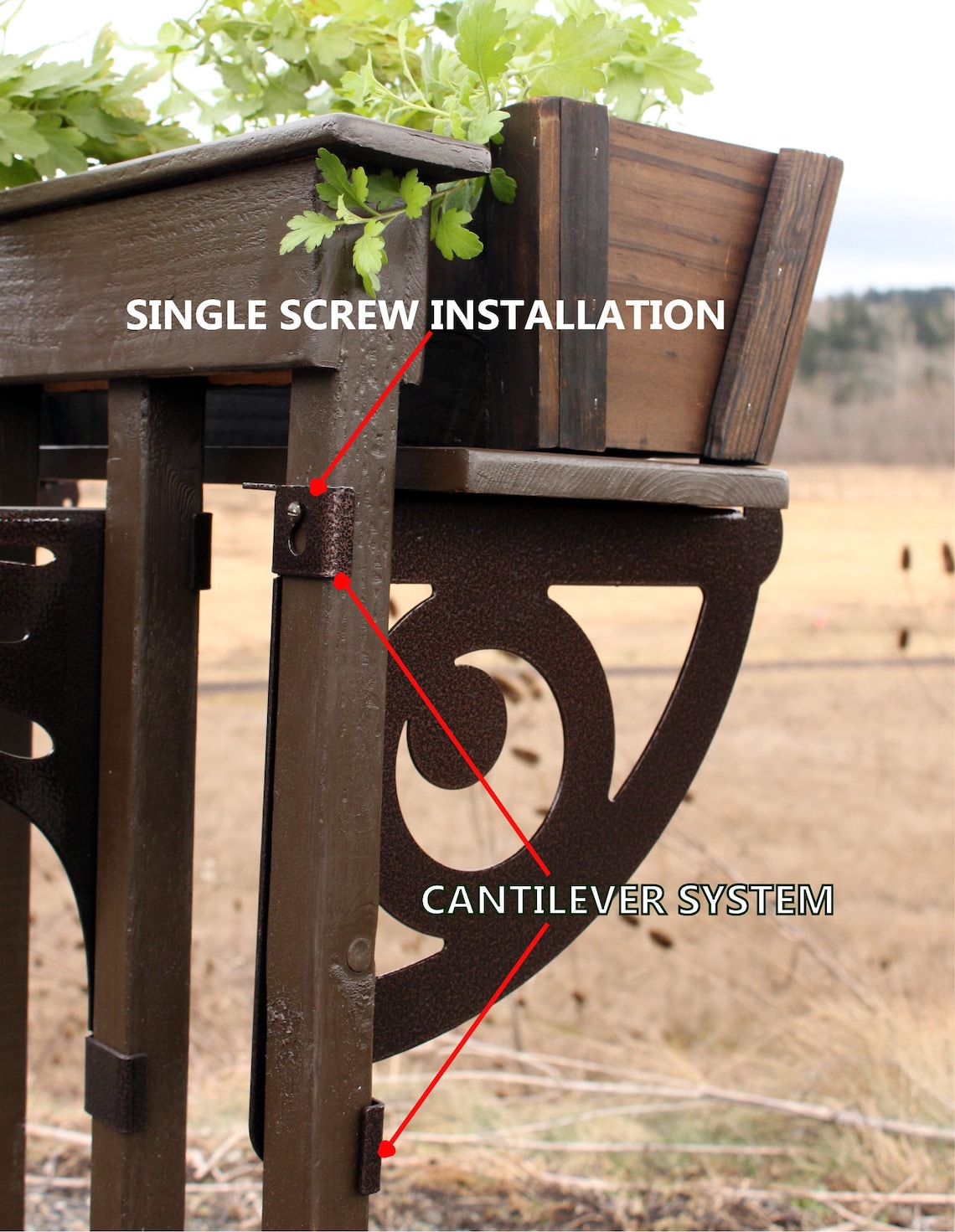 Kulshan DIY Balcony Railing Planter Box Bracket Set for