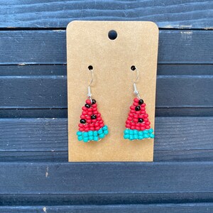Tiny Watermelon Beaded Earrings