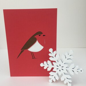 Carte de Noël découpée dans du papier Robin Red Breast - Blank Inside - Cartes de Noël de luxe faites main par HKdesign8 - Carte pour mari ou femme - Joyeux Noël