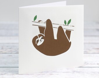 Sloth Papercut Card – Cute Occasion Card, Hand-Cut Design