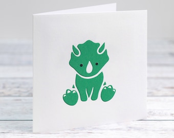 Personalised Baby Dinosaur Card For Birthday- Baby Shower- Newborn Baby- Grandchild- More Baby Animal Cards Available at HKdesign8