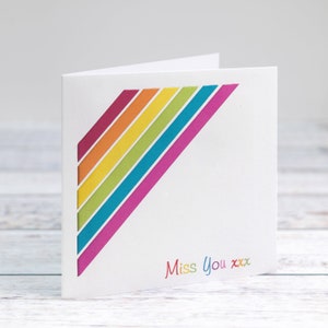 Rainbow Papercut I Miss You Wenskaart Beschikbaar met gratis personalisatie! Blank Inside- I Love You- Thank You Card- NHS- Door HKdesign8