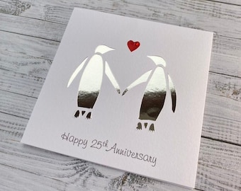 Personalised Silver Wedding Anniversary Card For Husband and Wife- 25th Anniversary Card For Mum and Dad- A Special Handmade Papercut Card