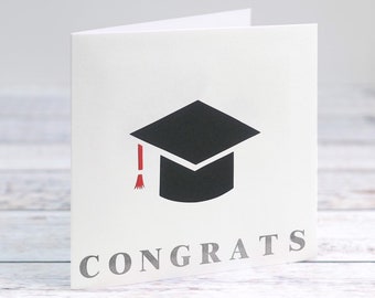 Graduation Congrats Papercut Card, Graduation Cap, Exam Pass, Going to University Card, Celebration Card. Blank inside for persona