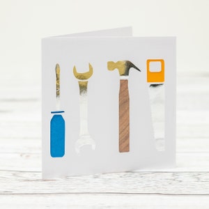 DIY Tools Papercut-verjaardagskaart voor papa of opa - bedankt voor je hulp/hard werken - glanzende reflecterende zilveren afwerking - van HKdesign8