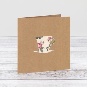 Vintage Floral Teacup and Saucer Papercut Greeting Card for English Tea Lover- Teacup Card For Any Occasion- Afternoon Tea- Cup Of Tea