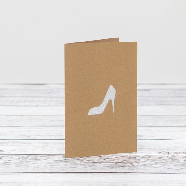 Silver Glittery Designer High Heels Shoe Papercut Card For Bridesmaid-Best Friend- Thank You Card- Birthday Fabulous Cards by HKdesign8