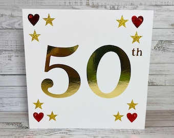 50th Golden Wedding Anniversary Papercut Card- Handmade To Order- Can Be Personalised with Message Inside- More Unique Cards By HKdesign8