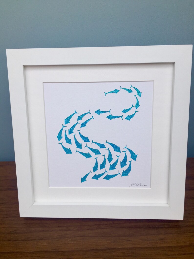 Fish Papercut Art Wall Decor Shoal of Fish Picture Fishing Etsy