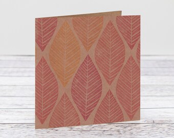 Autumn Fall Leaves Card For Any Occasion- Birthday- Thank You- Notecard- Red and Yellow Leaf Card Handmade by HKdesign8