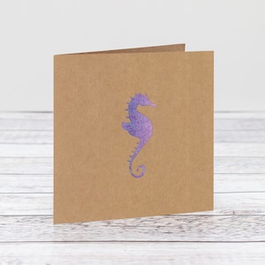 Zeepaardjekaart met iriserend papier dat schittert en schijnt in het licht! Zeepaardje Wenskaart, Dank U, Verjaardag, Verjaardag Kaart