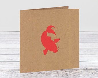 Koi Carp Papercut Card, Japanese Fish Blank Card