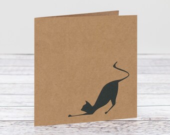Black Cat Papercut Card, Handmade Greeting Card