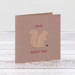 Divertente biglietto di San Valentino "Matti per te" con scoiattolo ritagliato in carta - Biglietto di anniversario - Ti amo o semplicemente perché - Altri biglietti d'amore su HKdesign8