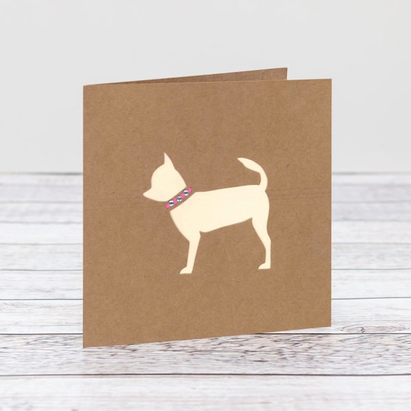 Personalised Chihuahua Dog Papercut Greeting Card- Blank Inside and Suitable For Any Occasion- More Dog Breed Cards Available at HKdesign8