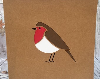 Papercut Robin Red Breast Bird Greeting Card For Christmas, Seasons Greetings, Festive