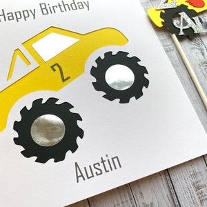 Birthday Cake Toppers Personalised with Name and Age, Monster Truck, Digger, Excavator, Steam Train, Fire Engine, Tractor, Handmade To Order zdjęcie 10