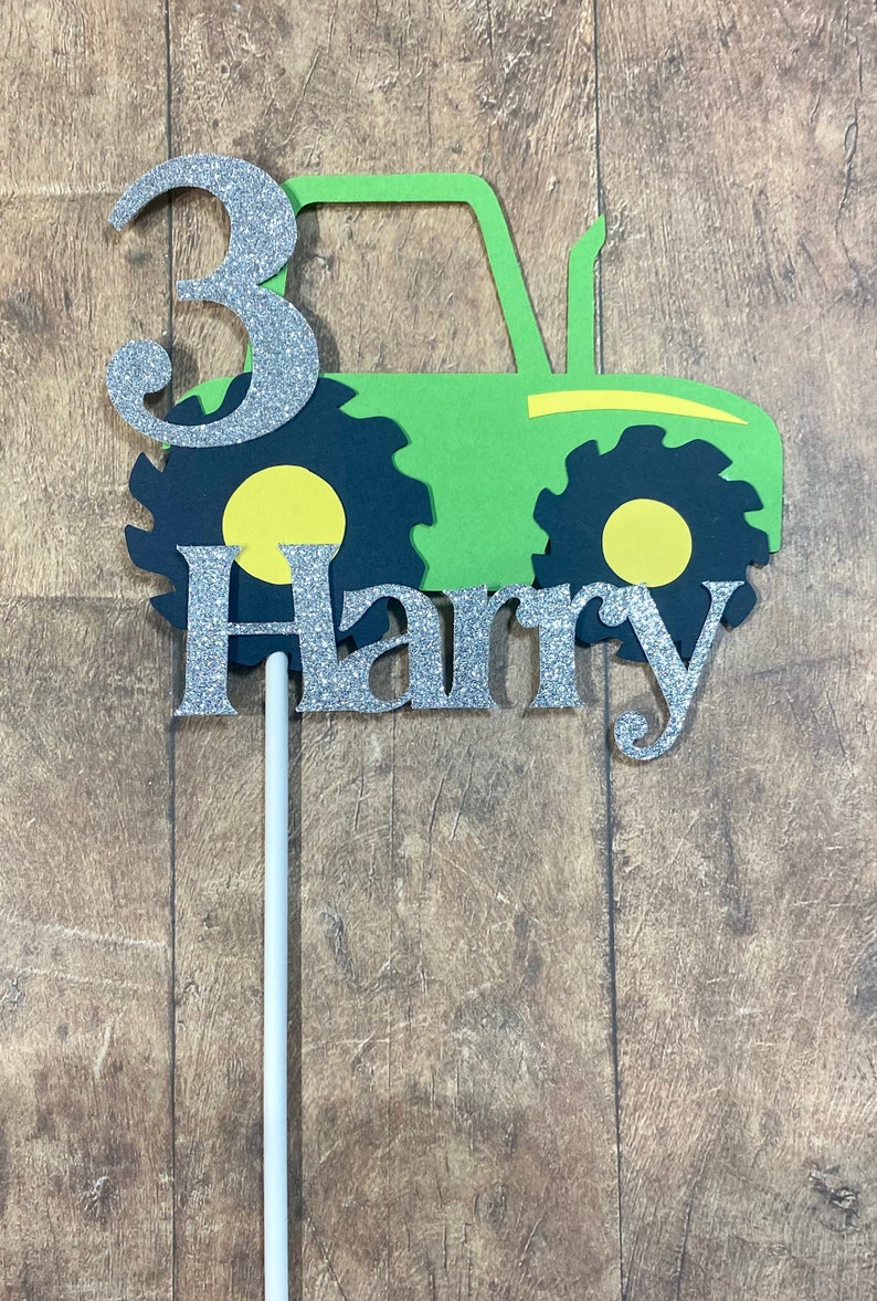 Farm Tractor Birthday Cake Topper With Name & Age On Etsy