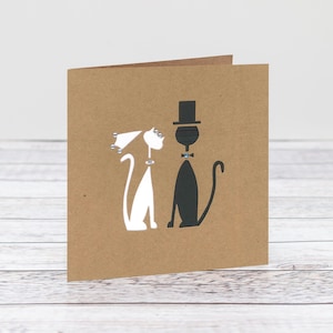 Personalisierte Papercut Katze Hochzeitskarte für Braut & Bräutigam, Mr und Mrs Katzenkarte, Karte für neue Frau oder Ehemann, Hochzeitskartenbox, Katzenkarte,