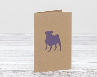 Personalized Pug Dog Papercut Card – Any Occasion Kraft Card
