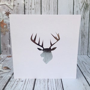 Reindeer Christmas Cards and Party Invitations for the Festive Season Available in a Variety of Colours Handcut and Designed By HKdesign8 White & Silver