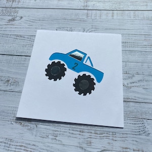 Monster Truck With Age On Side Papercut Geburtstagskarte für Sohn- Enkel- Neffe- Patensohn- Wahl der LKW-Farben- Handgemacht von HKdesign8