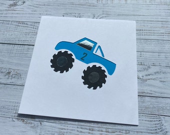 Handmade Monster Truck Birthday Card - Personalized Age, Son, Grandson