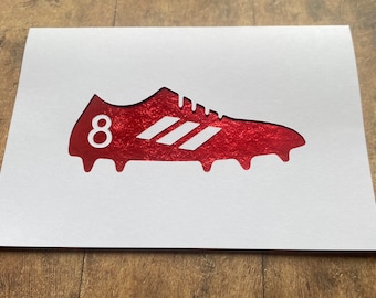 Football Boot Birthday Card, Personalized Team Colors & Age